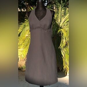 Elegant Black Women's Halter Dress w Ruching